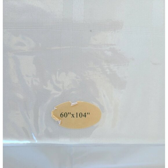 Benson Mills Stainproof Jacquard Fabric Tablecloth 60"x104" Cream Tablescape - Picture 3 of 6